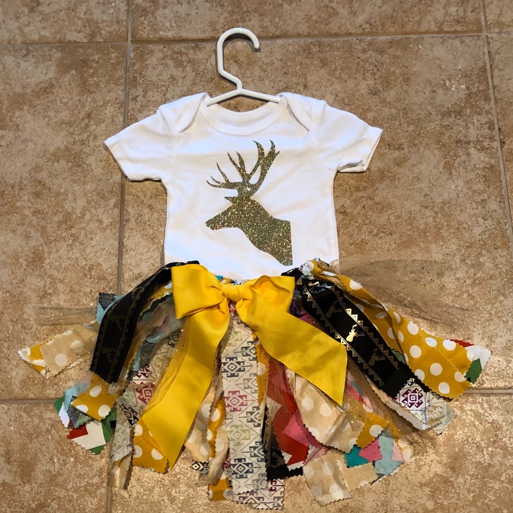 Custom made onesie and fabric tutu 12 mo